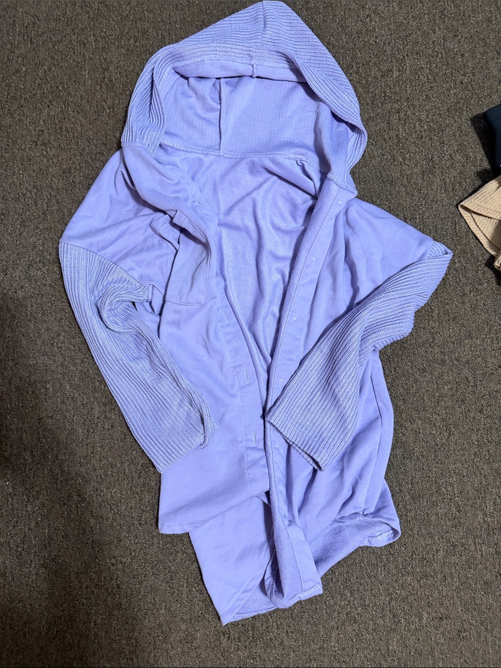 Lavender Hooded Open Cardigan